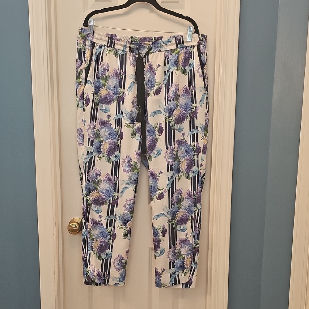 J. Crew Floral Print Pants - Purple and Blue